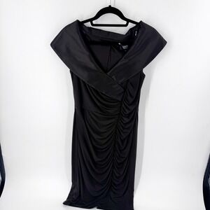 Tadashi Collection Black Off The Shoulder Ruched Cocktail Dress‎ Size L